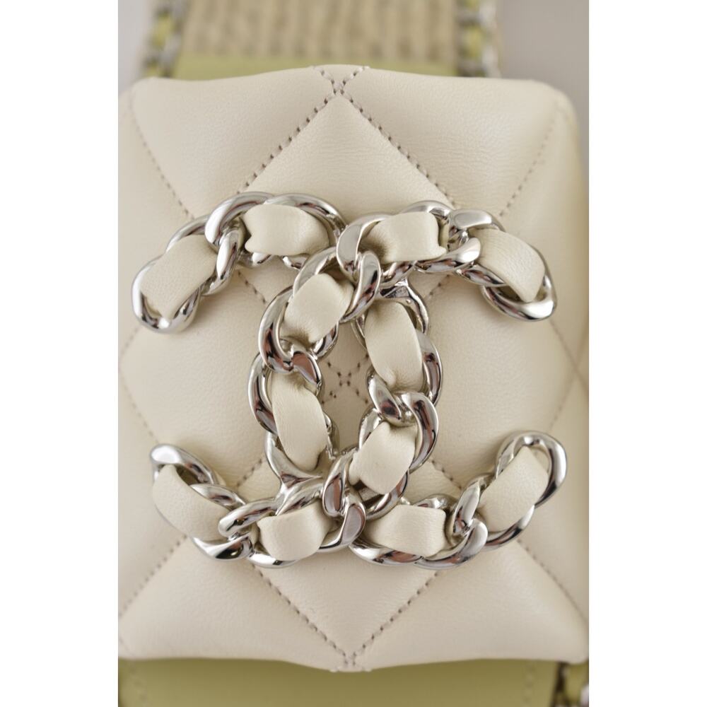 Chanel 25P Ivory Quilted Leather Chain CC Logo Slide Sandal Espadrille Flat 41 - Picture 11 of 16